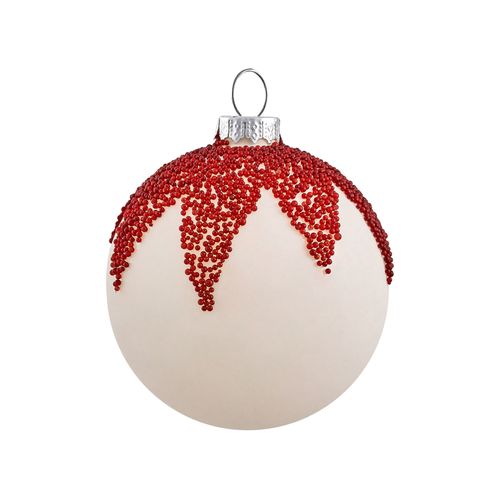 Lot De 50 Boules Snowflake Verre Rouge/blanc