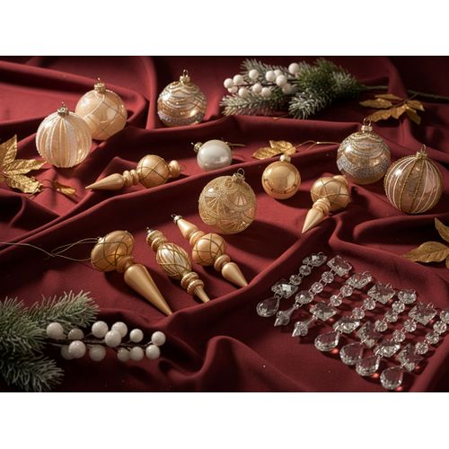 Lot De 35 Boules Bling Verre Doré