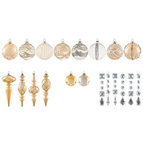 Lot De 35 Boules Bling Verre Doré