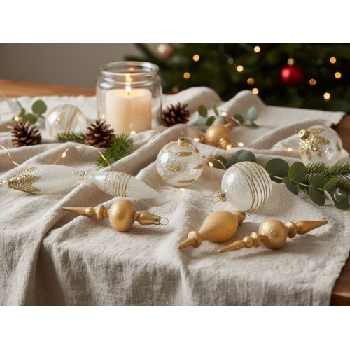 Lot De 25 Boules Icicle Verre Transparent/doré