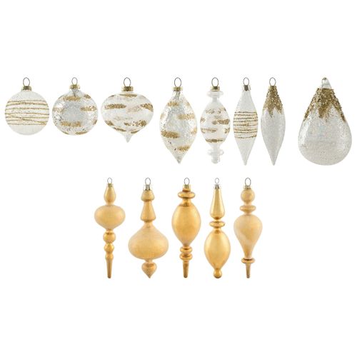 Lot De 25 Boules Icicle Verre Transparent/doré