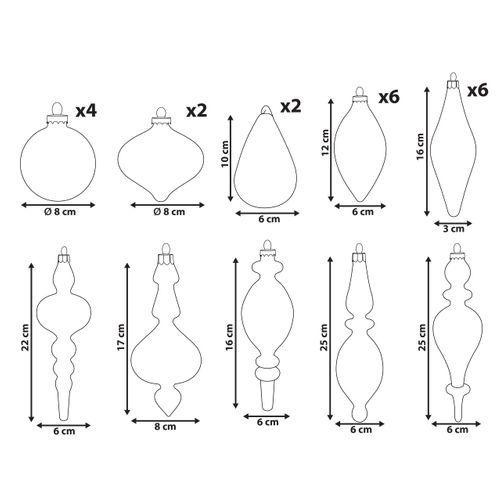 Lot De 25 Boules Icicle Verre Transparent/doré