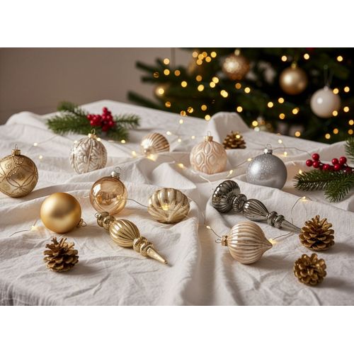 Lot De 24 Boules Winterlight Verre Rose Doré