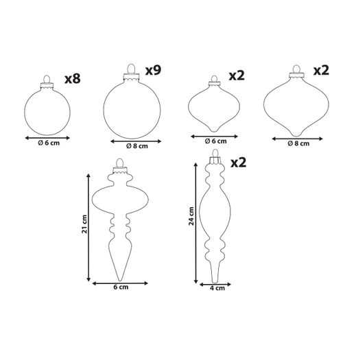 Lot De 24 Boules Winterlight Verre Rose Doré
