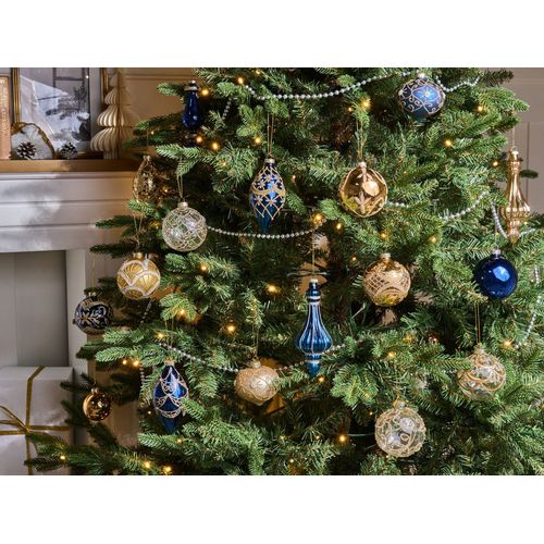 Lot De 35 Boules Icedrop Verre Bleu/doré