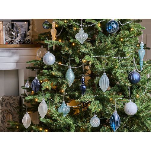 Lot De 35 Boules Snowfall Verre Bleu