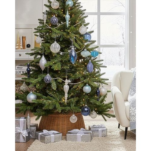 Lot De 35 Boules Snowfall Verre Bleu