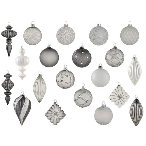 Lot De 35 Boules Frostfall Verre Gris