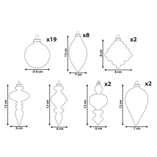 Lot De 35 Boules Frostfall Verre Gris