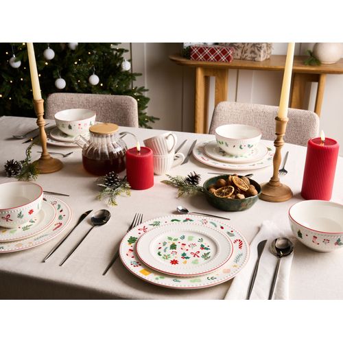 Set De 12 Couverts De Table Saffron Porcelaine Blanc