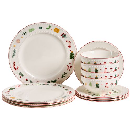 Set De 12 Couverts De Table Saffron Porcelaine Blanc