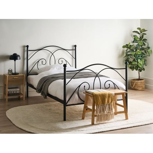 Lit Avec Sommier Métal Dinard 120 X 200 Cm Noir