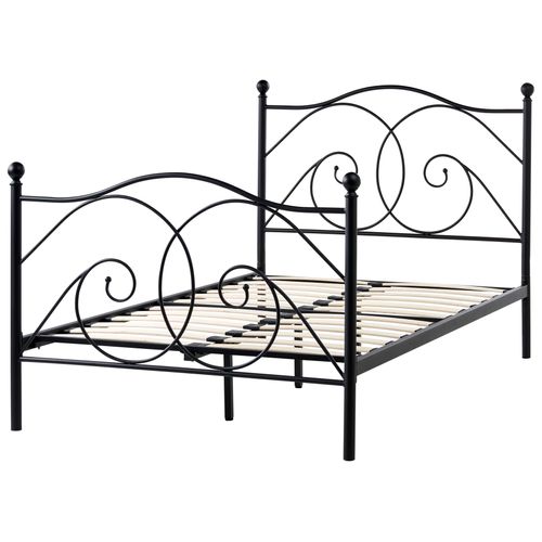 Lit Avec Sommier Métal Dinard 120 X 200 Cm Noir