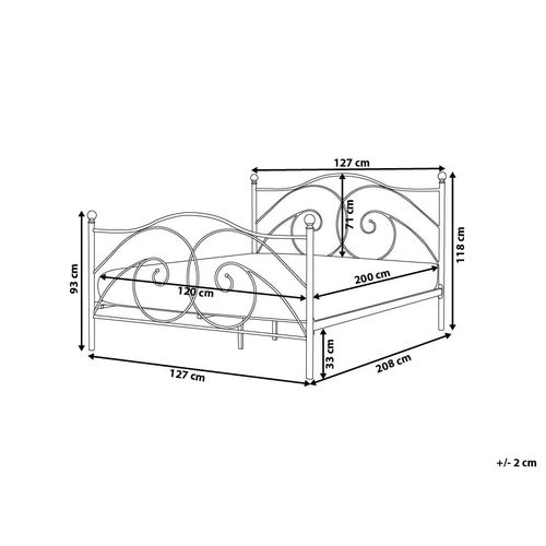 Lit Avec Sommier Métal Dinard 120 X 200 Cm Noir