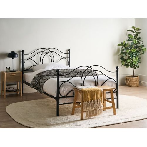 Lit Avec Sommier Métal Lyra 120 X 200 Cm Noir