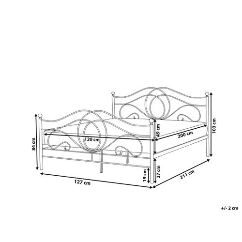 Lit Avec Sommier Métal Lyra 120 X 200 Cm Noir