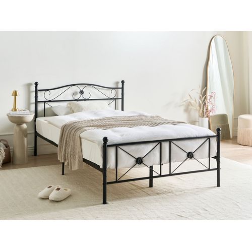 Lit Avec Sommier Métal Rodez 120 X 200 Cm Noir