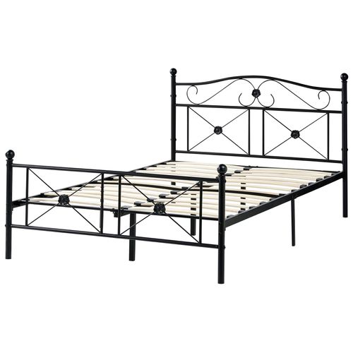 Lit Avec Sommier Métal Rodez 120 X 200 Cm Noir