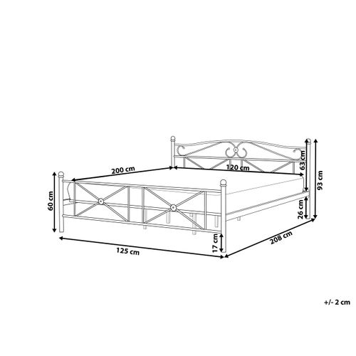 Lit Avec Sommier Métal Rodez 120 X 200 Cm Noir
