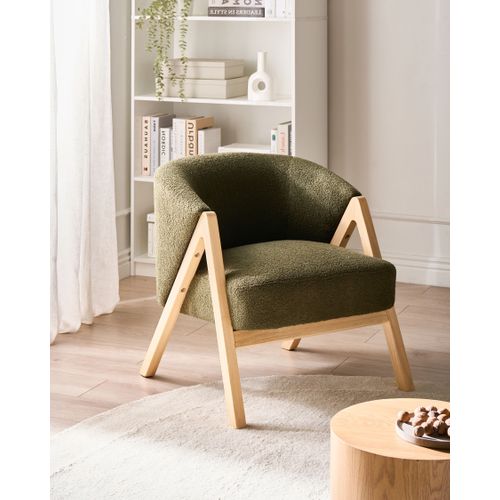 Fauteuil Skei Bouclé Vert Foncé