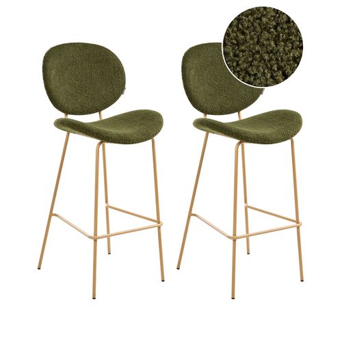 Lot De 2 Chaises De Bar Luana Bouclé Vert Foncé