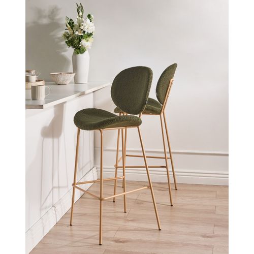 Lot De 2 Chaises De Bar Luana Bouclé Vert Foncé