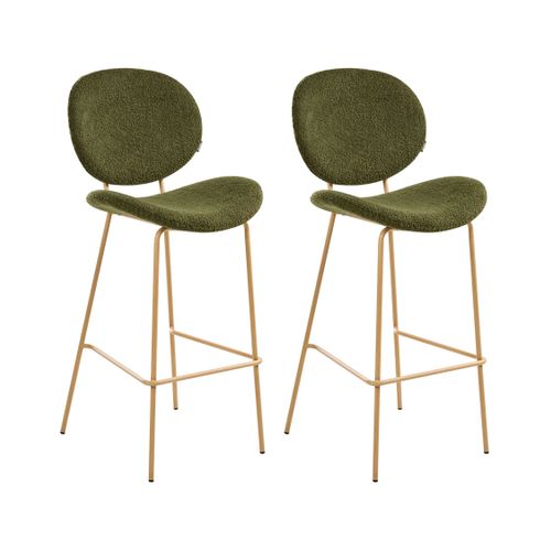 Lot De 2 Chaises De Bar Luana Bouclé Vert Foncé