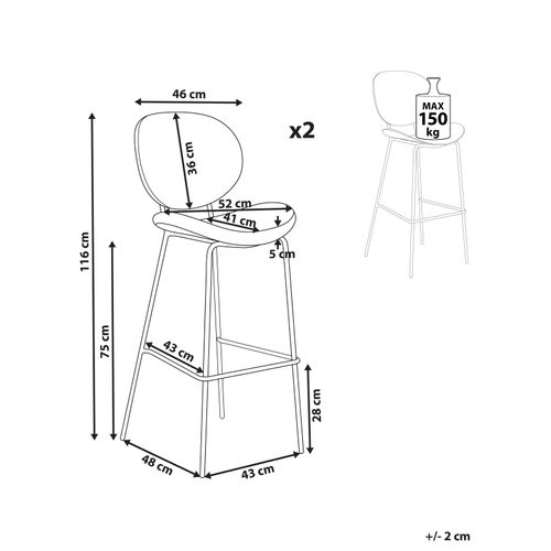 Lot De 2 Chaises De Bar Luana Bouclé Vert Foncé