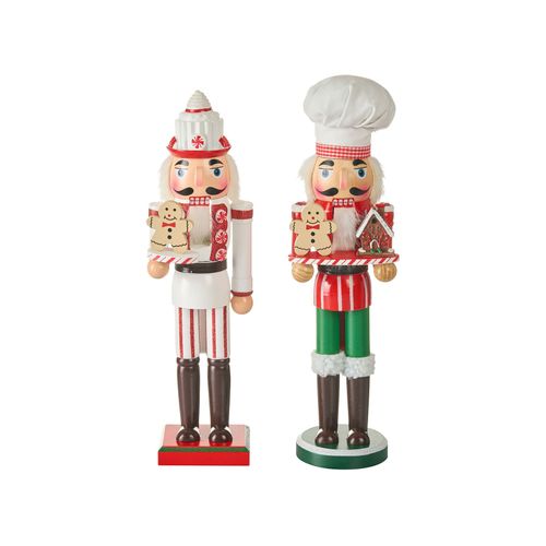 Lot De 2 Figurines Bodsjon Casse-noisette 35 Cm Rouge/blanc