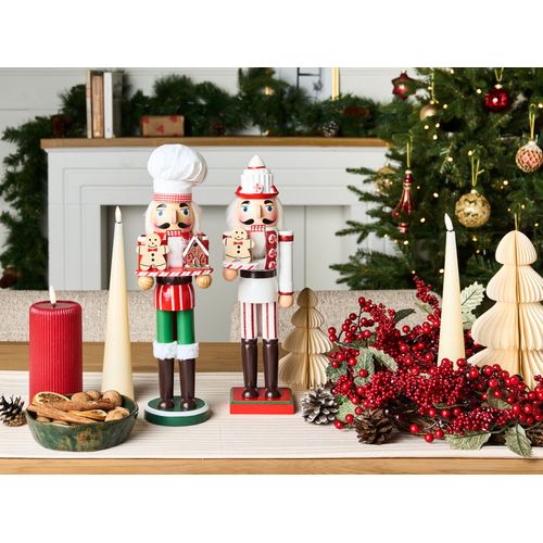 Lot De 2 Figurines Bodsjon Casse-noisette 35 Cm Rouge/blanc