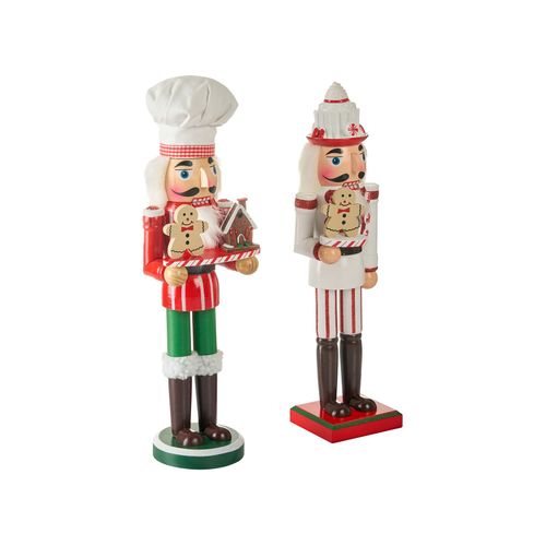 Lot De 2 Figurines Bodsjon Casse-noisette 35 Cm Rouge/blanc