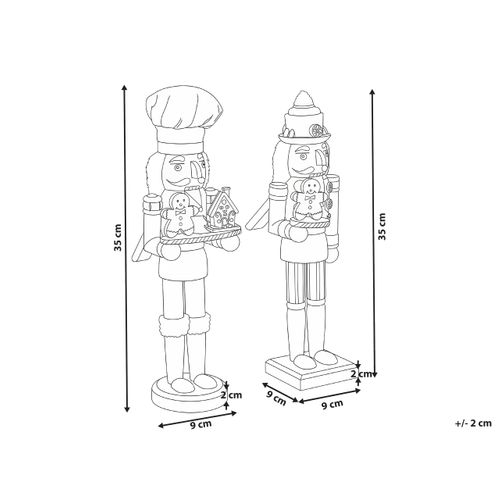 Lot De 2 Figurines Bodsjon Casse-noisette 35 Cm Rouge/blanc
