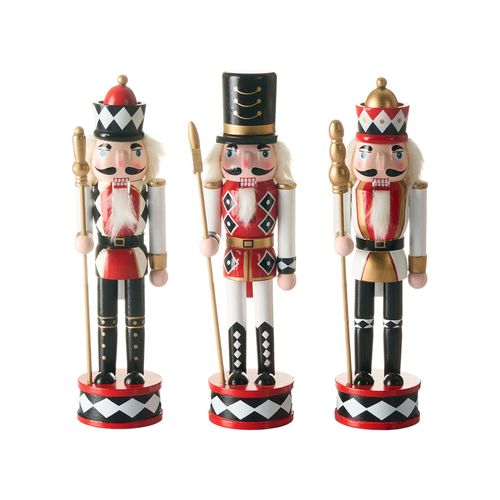 Lot De 3 Figurines Ricklean Casse-noisette 30 Cm Rouge/blanc