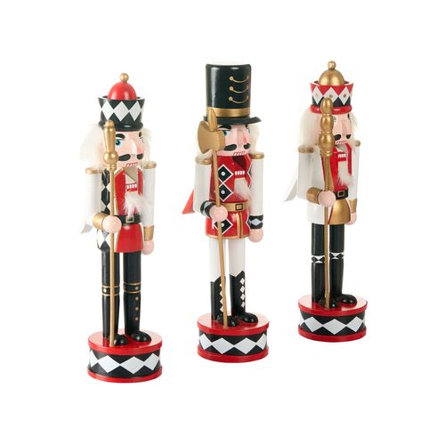 Lot De 3 Figurines Ricklean Casse-noisette 30 Cm Rouge/blanc