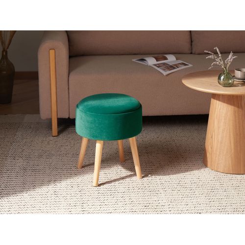Tabouret De Rangement Neely Velours Vert Émeraude
