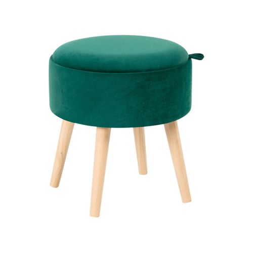 Tabouret De Rangement Neely Velours Vert Émeraude