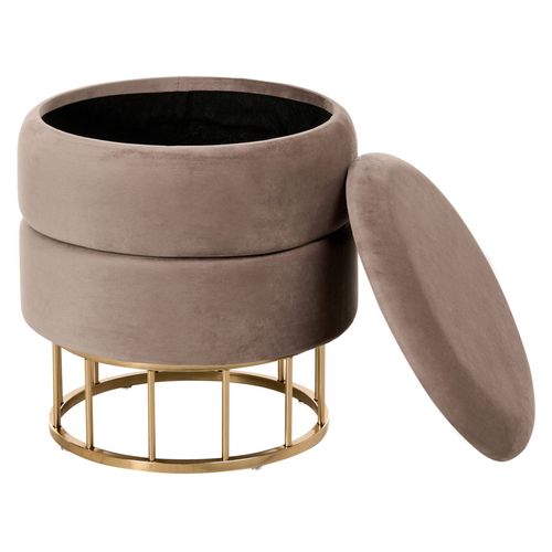 Pouf De Rangement Elgin Velours Taupe