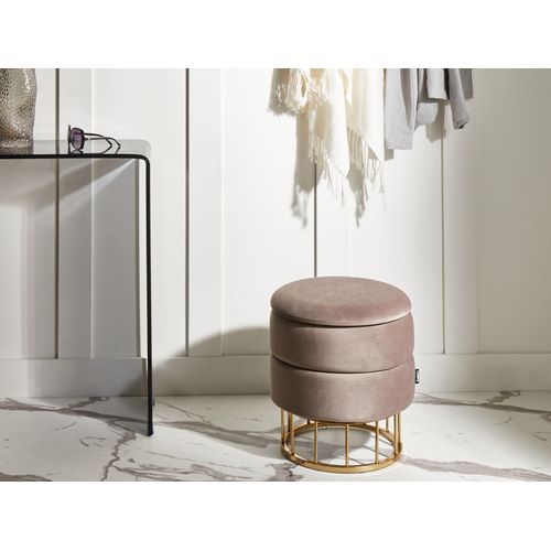 Pouf De Rangement Elgin Velours Taupe