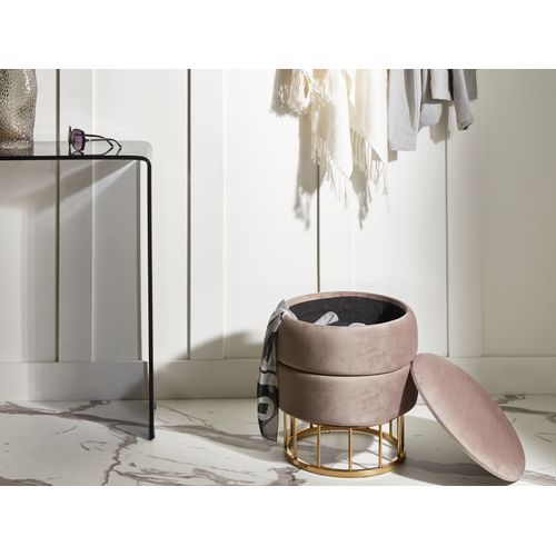 Pouf De Rangement Elgin Velours Taupe