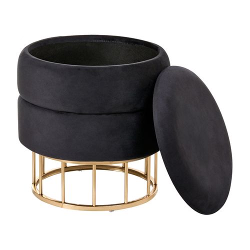 Pouf De Rangement Elgin Velours Noir