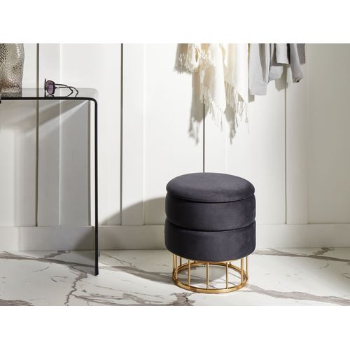 Pouf De Rangement Elgin Velours Noir