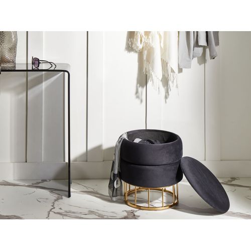 Pouf De Rangement Elgin Velours Noir