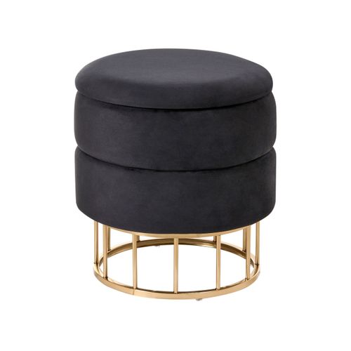 Pouf De Rangement Elgin Velours Noir