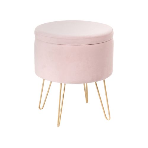 Pouf De Rangement Silas Velours Rose Pastel
