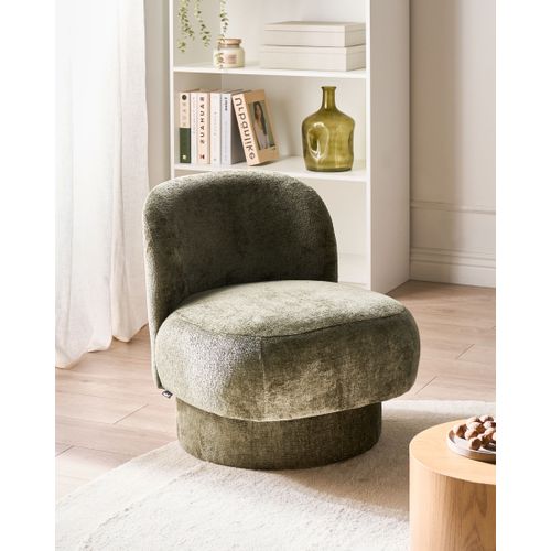 Fauteuil Pivotant Aylo Tissu Chenille Vert
