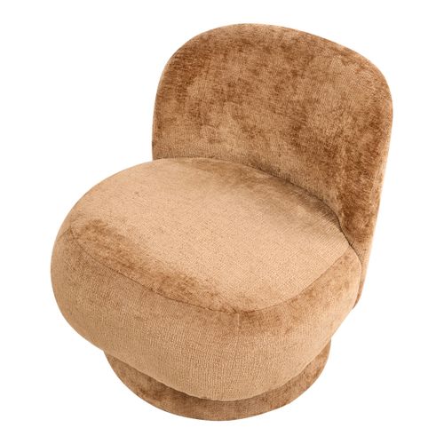 Fauteuil Pivotant Aylo Tissu Chenille Marron Doré