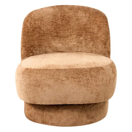 Fauteuil Pivotant Aylo Tissu Chenille Marron Doré