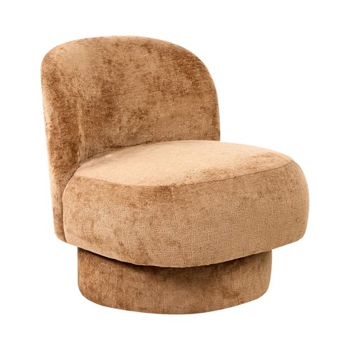 Fauteuil Pivotant Aylo Tissu Chenille Marron Doré