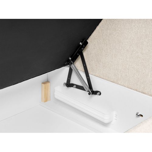 Lit Boxspring Avec Rangement Tissu Major 140 X 200 Cm Beige Clair