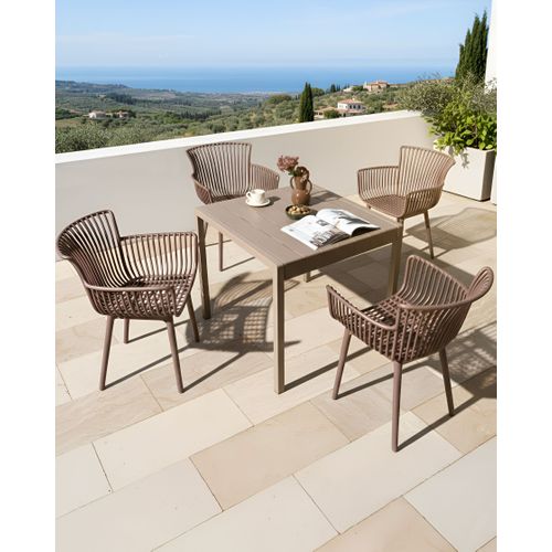 Lot De 4 Chaises De Jardin Pesaro Marron